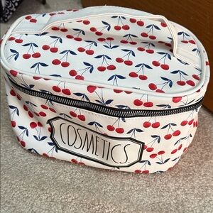 Rae Dunn White Cherry Cosmetics Bag